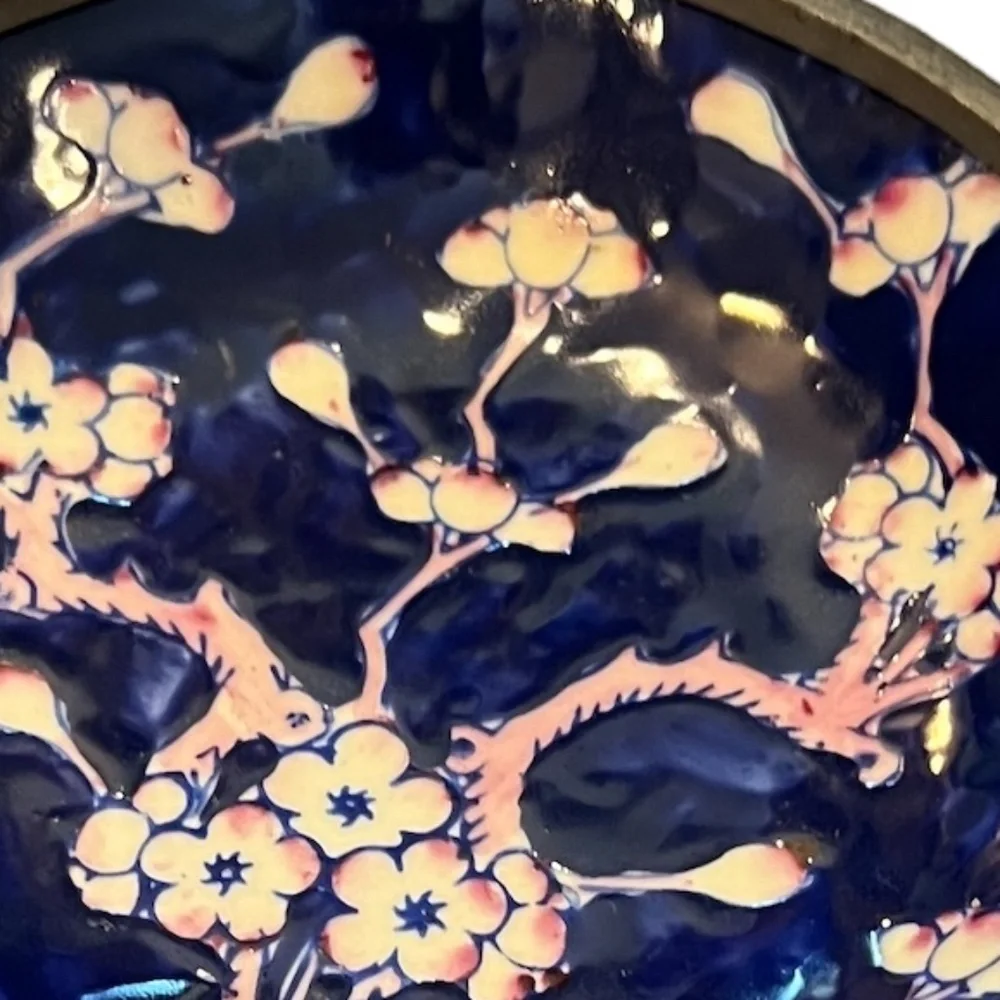 Set‎ Of 2 Antique Soap Dish CHERRY BLOSSOMS in PEWTER
